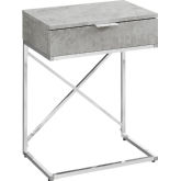 24"H Accent Table in Grey Cement Look & Chrome Metal